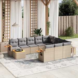 Maison exclusive - salon de jardin 11 pcs avec coussins beige résine tressée