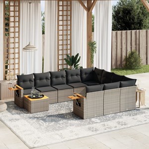 Maison exclusive - salon de jardin 11 pcs avec coussins gris résine tressée