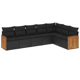 Maison exclusive - salon de jardin 7 pcs avec coussins noir résine tressée