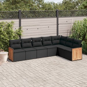 Maison exclusive - salon de jardin 7 pcs avec coussins noir résine tressée