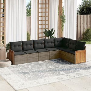Maison exclusive - salon de jardin avec coussins 7 pcs gris résine tressée