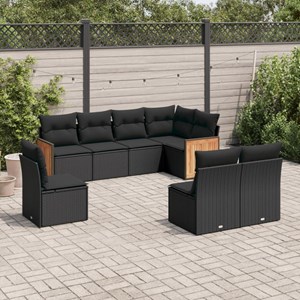 Maison exclusive - salon de jardin 8 pcs avec coussins noir résine tressée