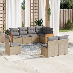 Maison exclusive - salon de jardin avec coussins 8 pcs beige résine tressée