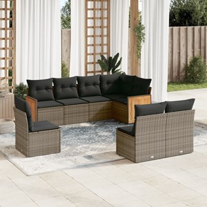 Maison exclusive - salon de jardin 8 pcs avec coussins gris résine tressée