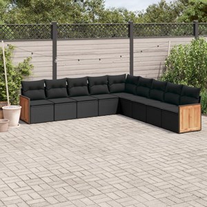 Maison exclusive - salon de jardin 9 pcs avec coussins noir résine tressée