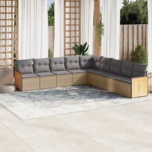 Maison exclusive - salon de jardin avec coussins 9 pcs beige résine tressée