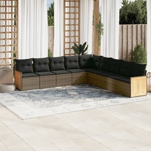 Maison exclusive - salon de jardin 9 pcs avec coussins gris résine tressée