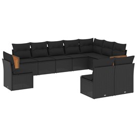 Maison exclusive - salon de jardin 10 pcs avec coussins noir résine tressée