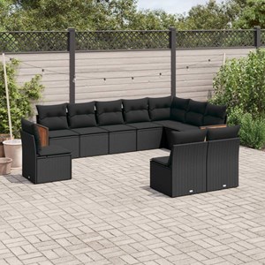 Maison exclusive - salon de jardin 10 pcs avec coussins noir résine tressée