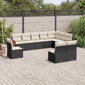 Maison exclusive - salon de jardin 10 pcs avec coussins noir résine tressée