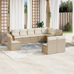 Maison exclusive - salon de jardin avec coussins 10 pcs beige résine tressée