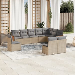 Maison exclusive - salon de jardin avec coussins 10 pcs beige résine tressée