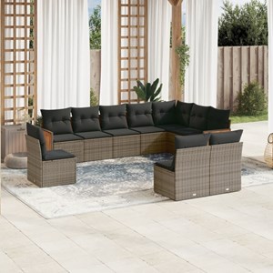 Maison exclusive - salon de jardin avec coussins 10 pcs gris résine tressée