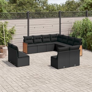 Maison exclusive - salon de jardin 11 pcs avec coussins noir résine tressée