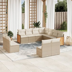 Maison exclusive - salon de jardin 11 pcs avec coussins beige résine tressée