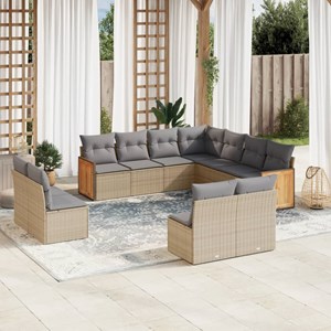Maison exclusive - salon de jardin 11 pcs avec coussins beige résine tressée