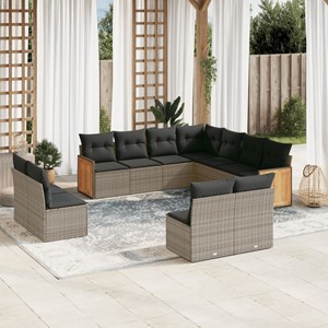 Maison exclusive - salon de jardin 11 pcs avec coussins gris résine tressée