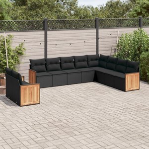 Maison exclusive - salon de jardin 10 pcs avec coussins noir résine tressée