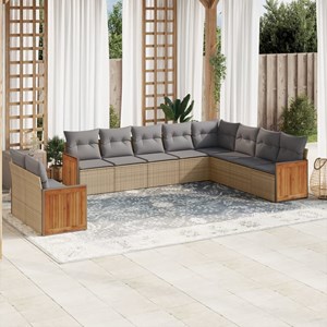 Maison exclusive - salon de jardin avec coussins 10 pcs beige résine tressée