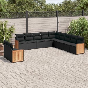 Maison exclusive - salon de jardin 11 pcs avec coussins noir résine tressée