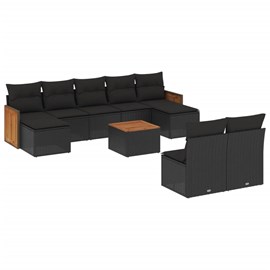 Maison exclusive - salon de jardin 10 pcs avec coussins noir résine tressée