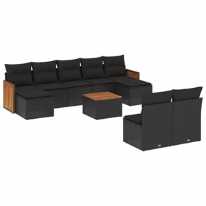 Maison exclusive - salon de jardin 10 pcs avec coussins noir résine tressée