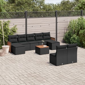 Maison exclusive - salon de jardin 10 pcs avec coussins noir résine tressée