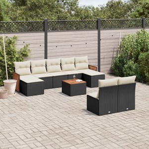 Maison exclusive - salon de jardin 10 pcs avec coussins noir résine tressée