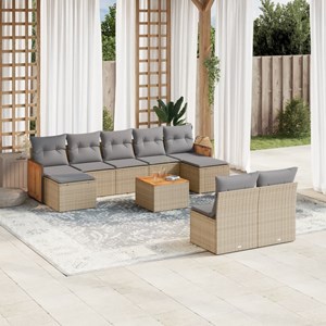 Maison exclusive - salon de jardin avec coussins 10 pcs beige résine tressée