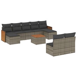 Maison exclusive - salon de jardin avec coussins 10 pcs gris résine tressée