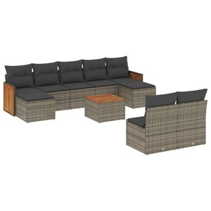 Maison exclusive - salon de jardin avec coussins 10 pcs gris résine tressée