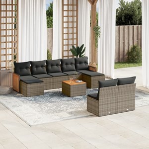 Maison exclusive - salon de jardin avec coussins 10 pcs gris résine tressée