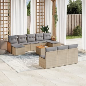 Maison exclusive - salon de jardin 11 pcs avec coussins beige résine tressée