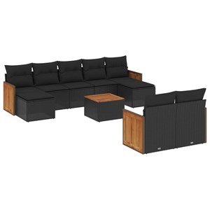 Maison exclusive - salon de jardin 10 pcs avec coussins noir résine tressée