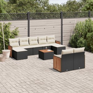 Maison exclusive - salon de jardin 10 pcs avec coussins noir résine tressée