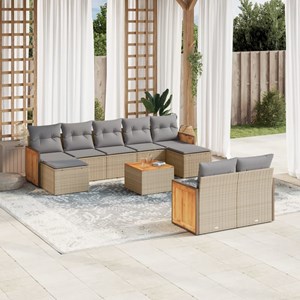 Maison exclusive - salon de jardin avec coussins 10 pcs beige résine tressée