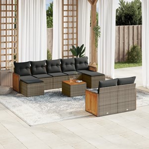 Maison exclusive - salon de jardin avec coussins 10 pcs gris résine tressée