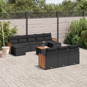 Maison exclusive - salon de jardin 11 pcs avec coussins noir résine tressée