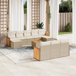 Maison exclusive - salon de jardin 11 pcs avec coussins beige résine tressée
