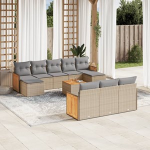 Maison exclusive - salon de jardin 11 pcs avec coussins beige résine tressée