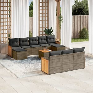 Maison exclusive - salon de jardin 11 pcs avec coussins gris résine tressée