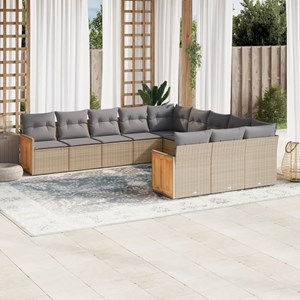 Maison exclusive - salon de jardin 11 pcs avec coussins beige résine tressée