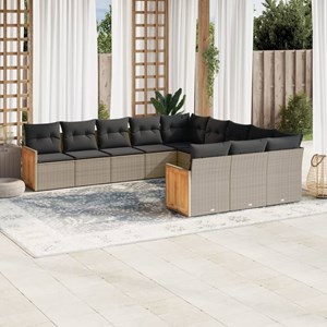Maison exclusive - salon de jardin 11 pcs avec coussins gris résine tressée