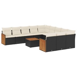 Maison exclusive - salon de jardin 12 pcs avec coussins noir résine tressée