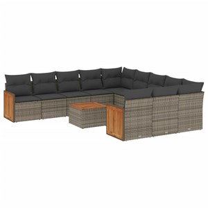 Maison exclusive - salon de jardin avec coussins 12 pcs gris résine tressée
