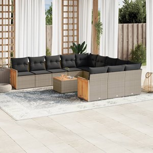 Maison exclusive - salon de jardin avec coussins 12 pcs gris résine tressée