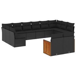 Maison exclusive - salon de jardin 12 pcs avec coussins noir résine tressée