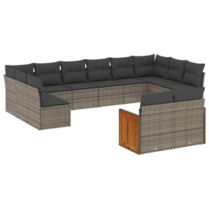 Maison exclusive - salon de jardin avec coussins 12 pcs gris résine tressée