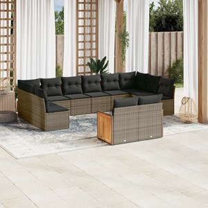 Maison exclusive - salon de jardin avec coussins 12 pcs gris résine tressée