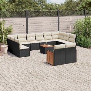 Maison exclusive - salon de jardin avec coussins 13 pcs noir résine tressée